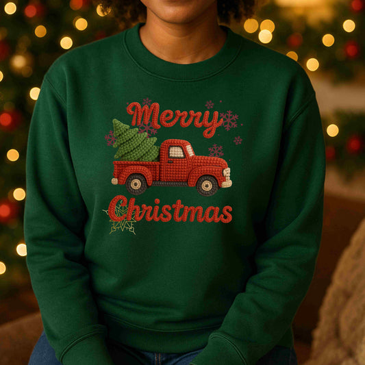 Christmas Truck Crewneck Pullover Sweatshirt
